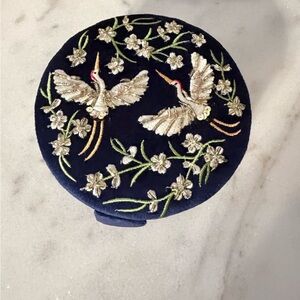 Embroidered Velvet jewelry box with Floral and birds Design